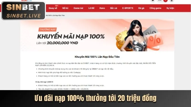 Ưu đãi nạp tiền lần đầu app vipwin